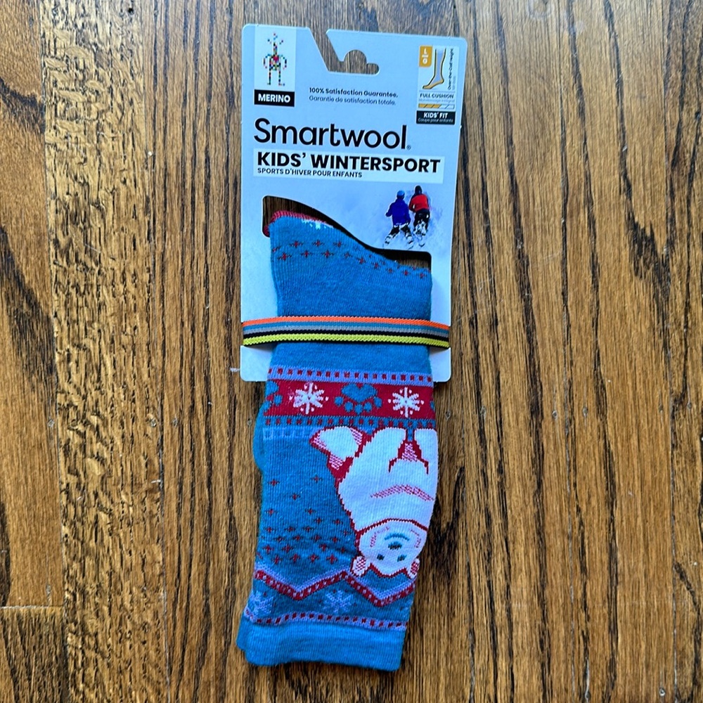 COPY - Smartwool merino kids wintersport full cushion size Large socks. Teal,Red